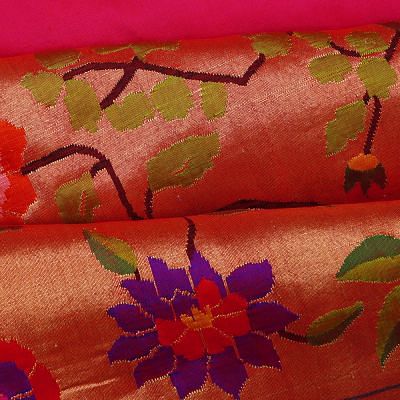 Paithani Silk Butta Pink Saree With Big Border