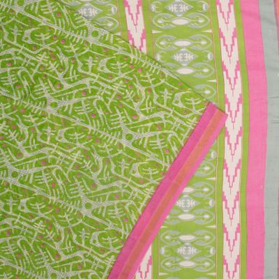 Chanderi Silk Printed Green Saree