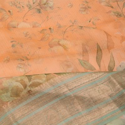 Kota Soft Silk Floral Printed Orange Saree
