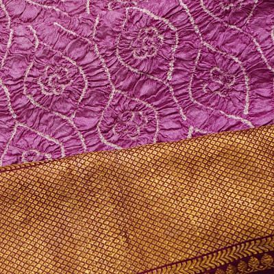 Kanchipuram Silk Bandhani Lavender Saree