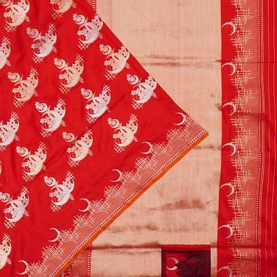 Banarasi Silk Butta Red Saree