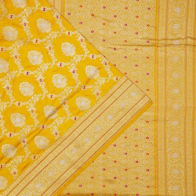 Banarasi Silk Kadwa Jaal Yellow Saree