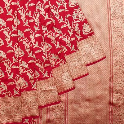 Banarasi Silk Kadwa Jaal Red Saree