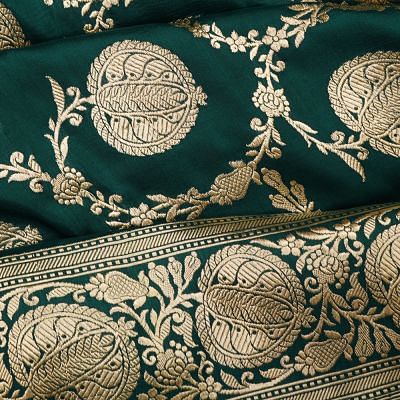 Banarasi Silk Kadwa Jaal Bottle Green Saree