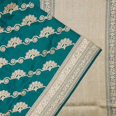 Banarasi Silk Kadwa Jaal Teal Green Saree