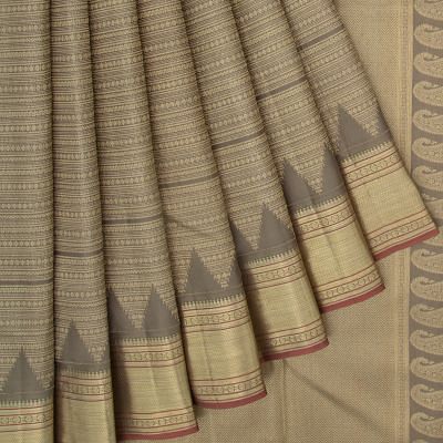 Kanchipuram Silk Brocade Grey Saree