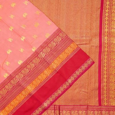 Kanchipuram Silk Twill Butta Peach Saree