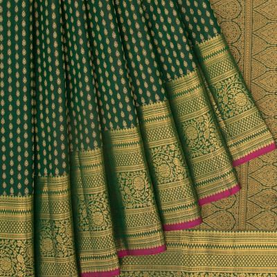 Kanchipuram Silk Brocade Dark Green Saree