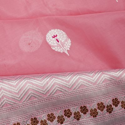 Banarasi Kora Organza Butta Pink Saree