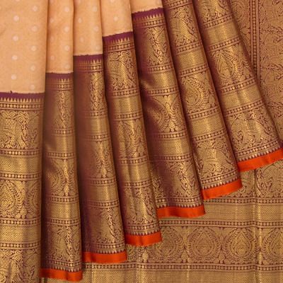 Kanchipuram Silk Brocade Pastel Orange Saree