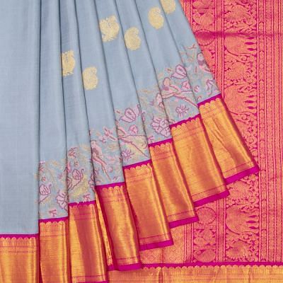 Kanchipuram Silk Butta Pastel Blue Saree
