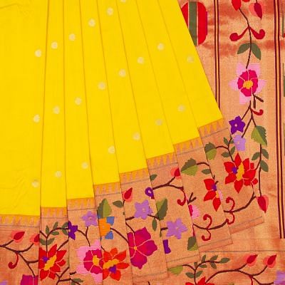 Paithani Silk Butta Yellow Saree