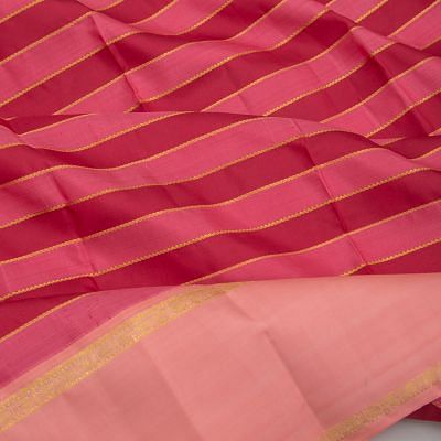 Kanchipuram Silk Horizontal Lines Pink And Maroon Saree