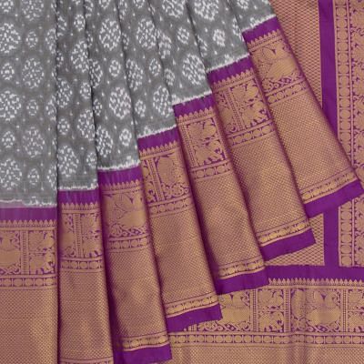 Kanchipuram Silk Ikat Grey Saree