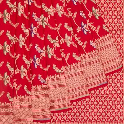 Banarasi Silk Jaal Red Saree