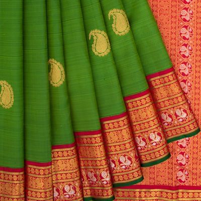 Kanchipuram Silk Butta Green Saree
