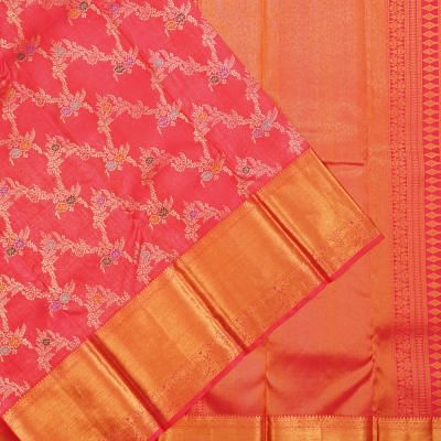 Kanchipuram Silk Jaal Pink Saree