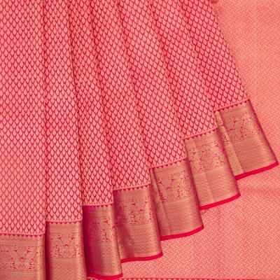 Kanchipuram Silk Brocade Dual Tone Red And Pink Saree