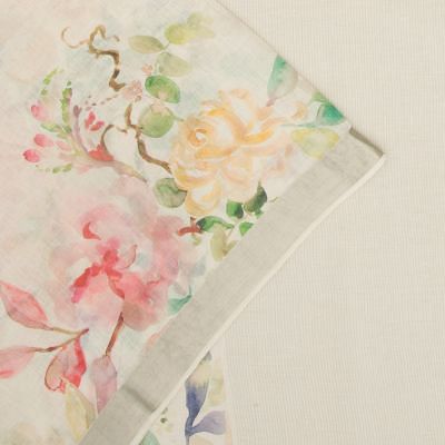 Linen Floral Printed White Saree