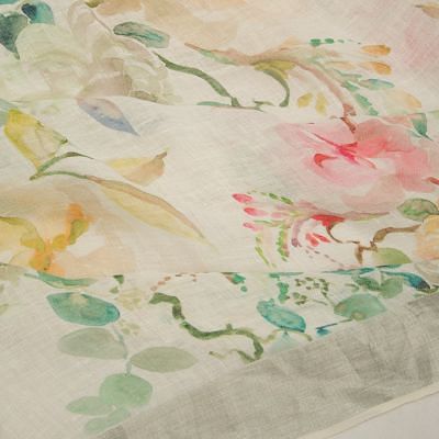 Linen Floral Printed White Saree