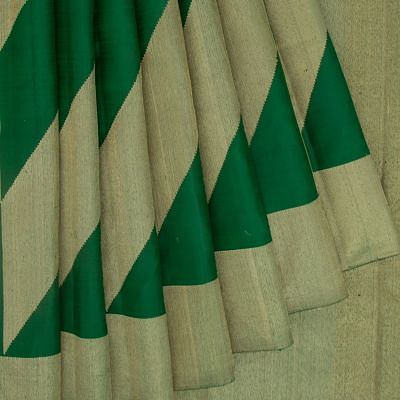 Kanchipuram Silk Geometrical Lines Green Saree