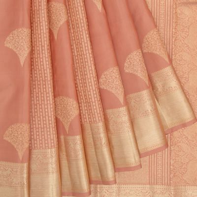 Kanchipuram Silk Brocade Peach Saree