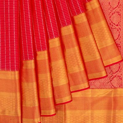 Kanchipuram Silk Lines And Butta Red Saree