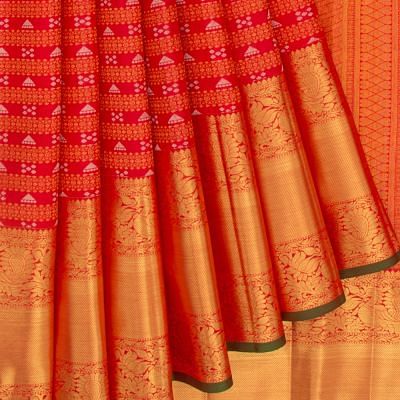 Kanchipuram Silk Brocade Red Saree