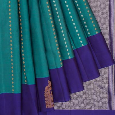 Taranga Kanchi Silk Brocade Teal Blue Saree