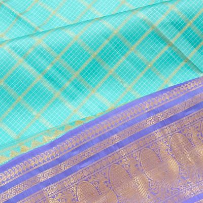 Kanchipuram Silk Checks Sky Blue Saree