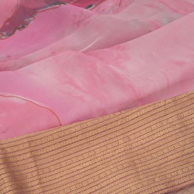 Chiffon Floral Printed Pink Saree