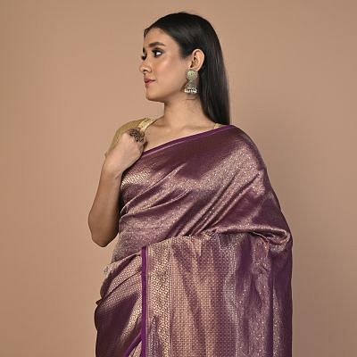 Banarasi Silk Brocade Purple Saree