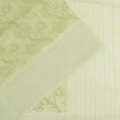 Linen Floral Embroidery Pastel Green Saree