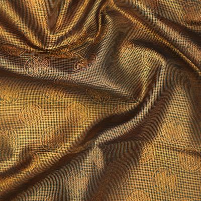 Kanchipuram Silk Checks And Butta Dark Green Saree