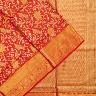 Kanchipuram Silk Brocade Red Saree