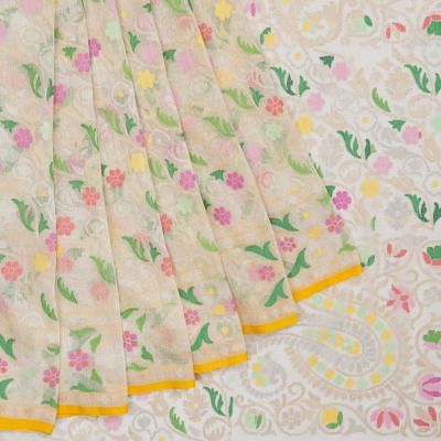 Banarasi Cotton All Over Jamdani Jaal Swethambari White Saree