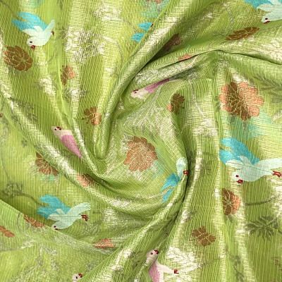 Kota Silk Tissue Jaal Green Saree