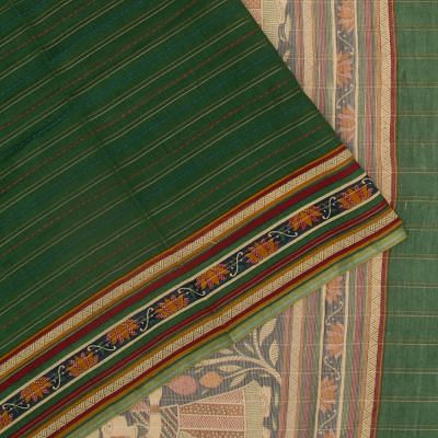 Chanderi Cotton Kanta Work Green Saree