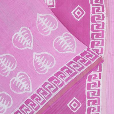 Chanderi Silk Batik Printed Lavender Saree