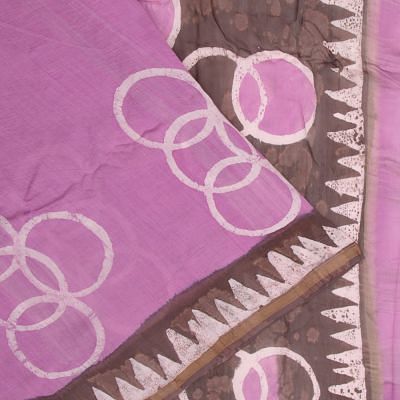 Chanderi Silk Batik Printed Lavender Saree