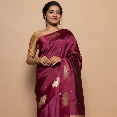 Banarasi Silk Katan Butta Purple Saree