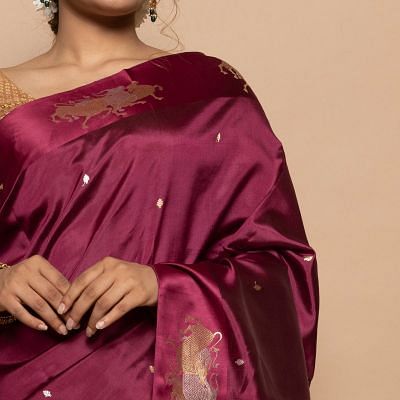 Banarasi Silk Katan Butta Purple Saree