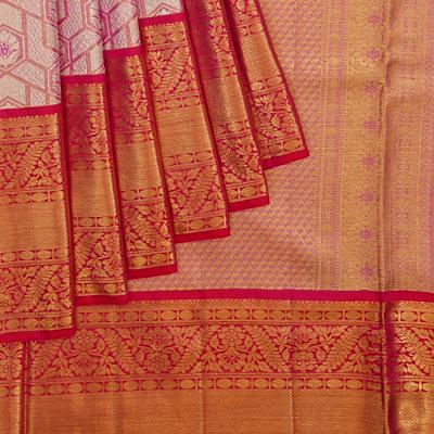 Kanchipuram Silk Tissue Brocade Pink Saree