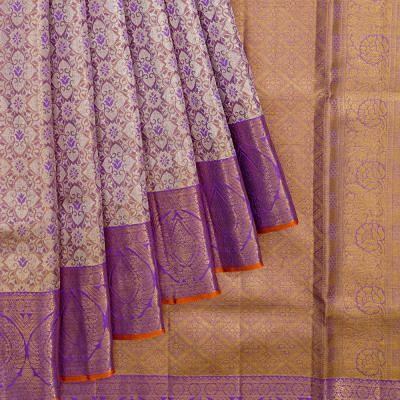 Kanchipuram Silk Tissue Brocade Violet Saree