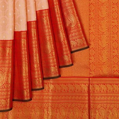 Kanchipuram Silk Brocade Peach Saree