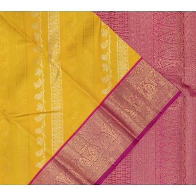 Kanchipuram Silk Lines Yellow Saree