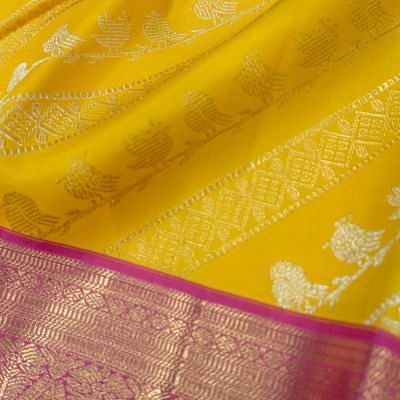 Kanchipuram Silk Lines Yellow Saree