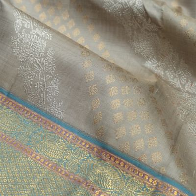 Kanchipuram Silk Lines Grey Saree