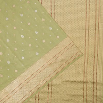 Banarasi Silk Butta Pista Green Saree