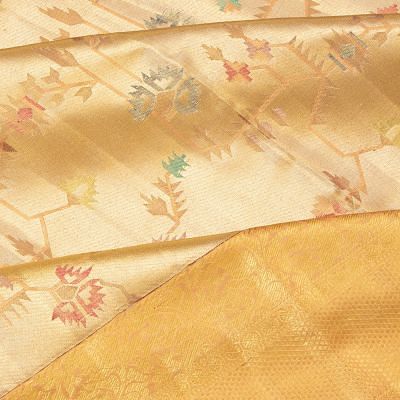 Kanchipuram Silk Tissue Jaal Gold Saree